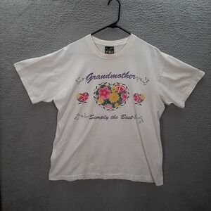 Vintage TSI Shirt Adult Extra Large White Floral Single Stitch Grunge 1990s Y2K